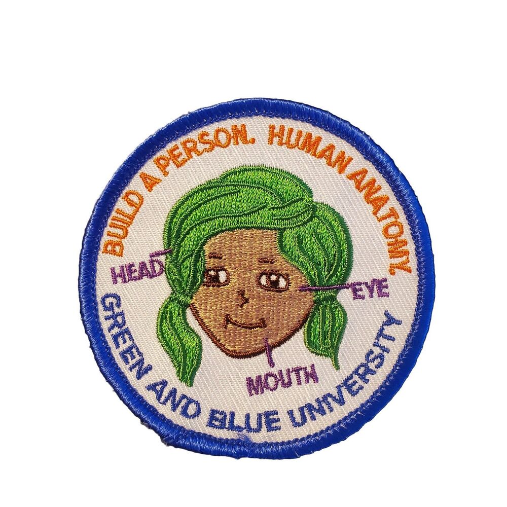 3" Human Anatomy Embroidered Patch Build a Person Green Blue Medical Science